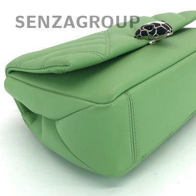 Bvlgari Serpenti Cabochon Green Leather Chain Shoulder Crossbody Bag