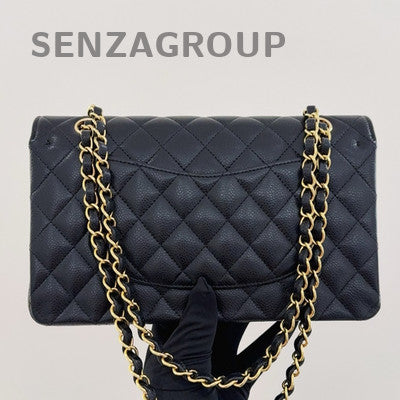 Chanel Black Caviar Leather Medium Classic Flap Bag with Chain