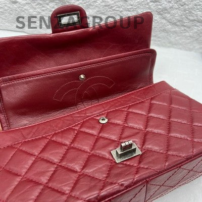 Chanel Vintage Calfskin Red Silver Medium Single Shoulder Chain Bag Quilted