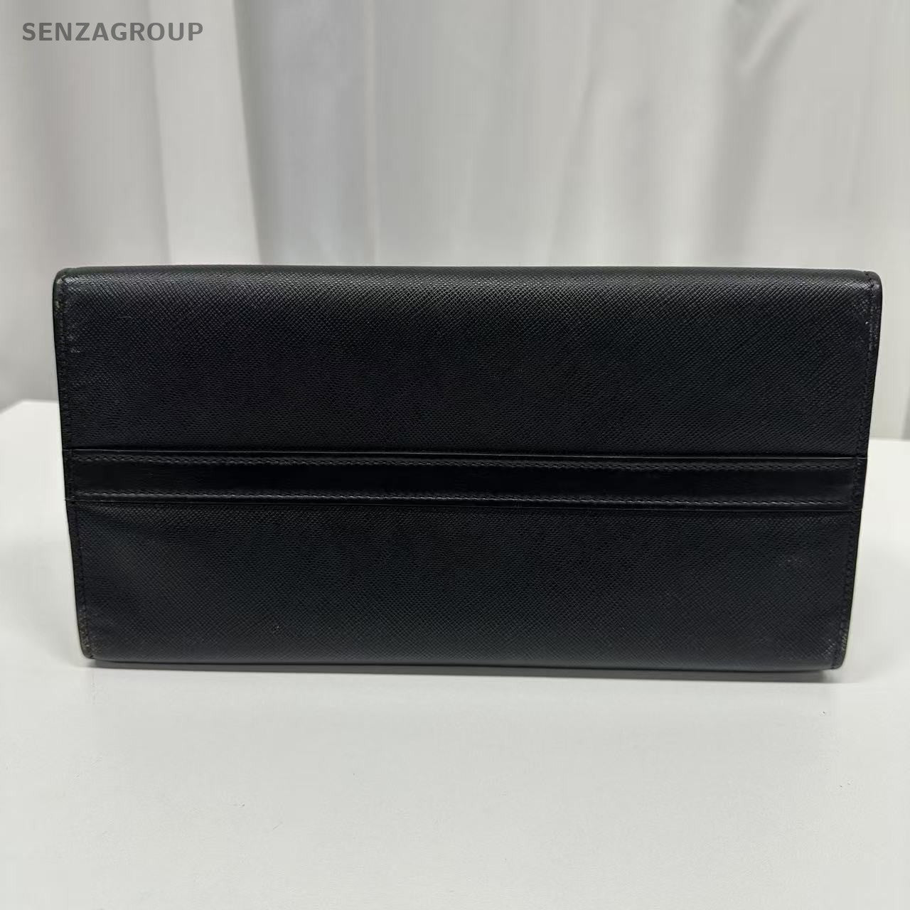 PRADA SAFFIANO Black gold Tote Shoulder bag Calfskin
