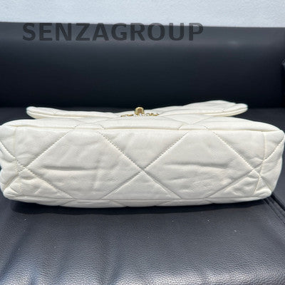 Chanel 19 Bag Chain Shoulder Crossbody Bag White Gold Women's Classic