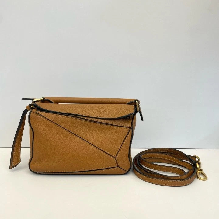 LOEWE Puzzle Mini Brown Geometric Crossbody Bag For Women