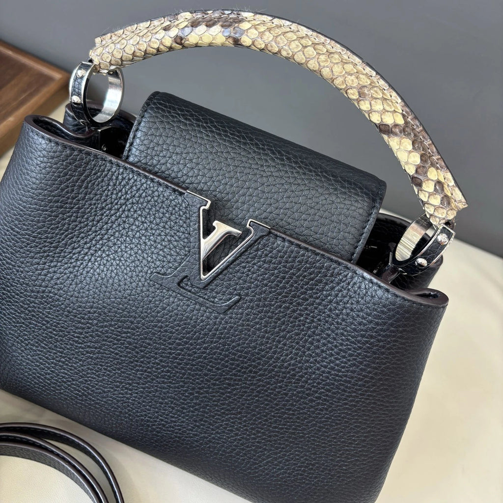 Louis Vuitton Capucines BB Snakeskin Handle Strap Black Handbag Crossbody