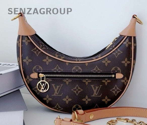 Louis Vuitton Monogram Hobo Shoulder Bag Brown Gold Used Women Classic
