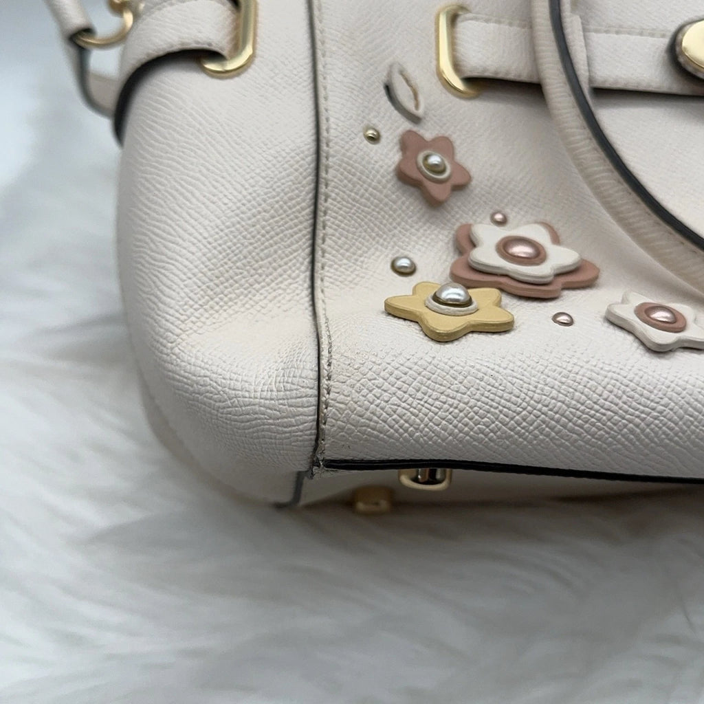 Coach Blare Women White Leather Rivet Patchwork Shoulder Handbag Crossbody Bag