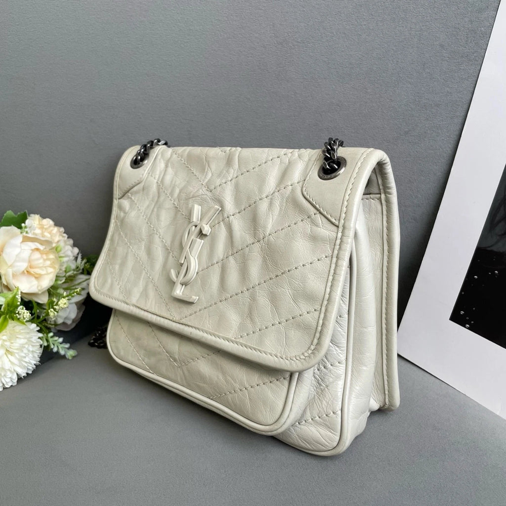 Saint Laurent Niki Leather Beige Shoulder Bag Crossbody Excellent