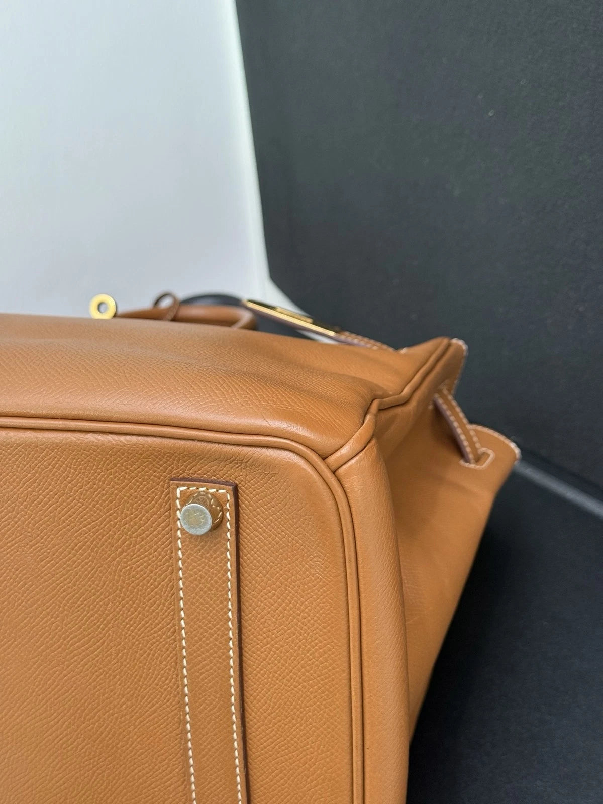 Hermes Birkin35 Epsom Leather Brown Gold Top Handle Bag Women Classic Fashion