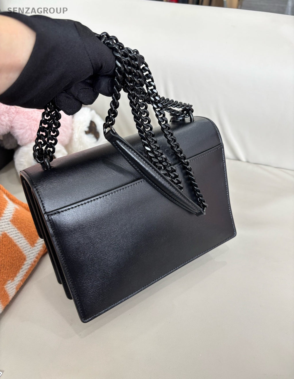 YSL Saint Laurent Sunset MM So Black Chain Shoulder bag Almost BRAND NEW Women