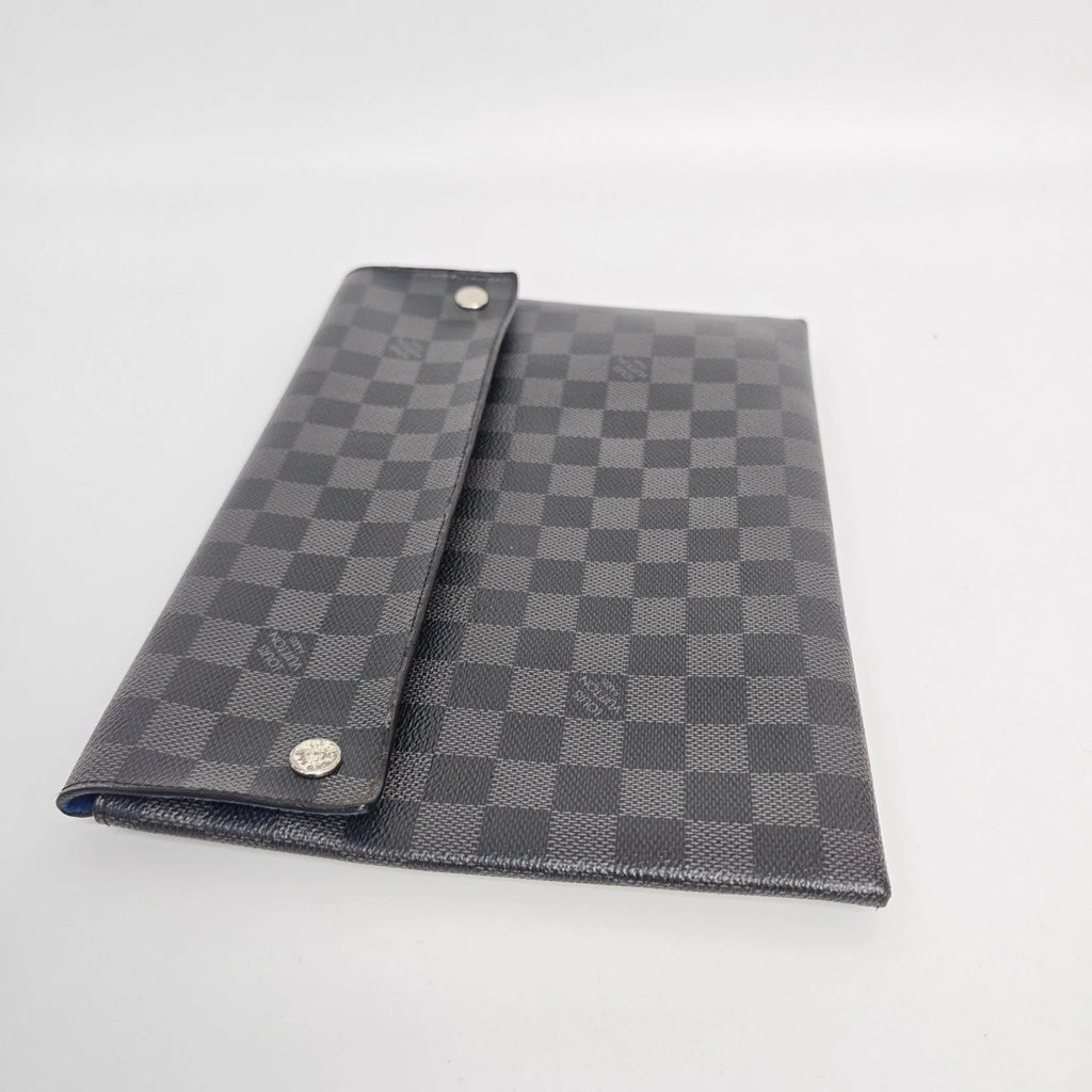 Louis Vuitton Black Grey Canvas Alpha Triple Clutch Bag For Women