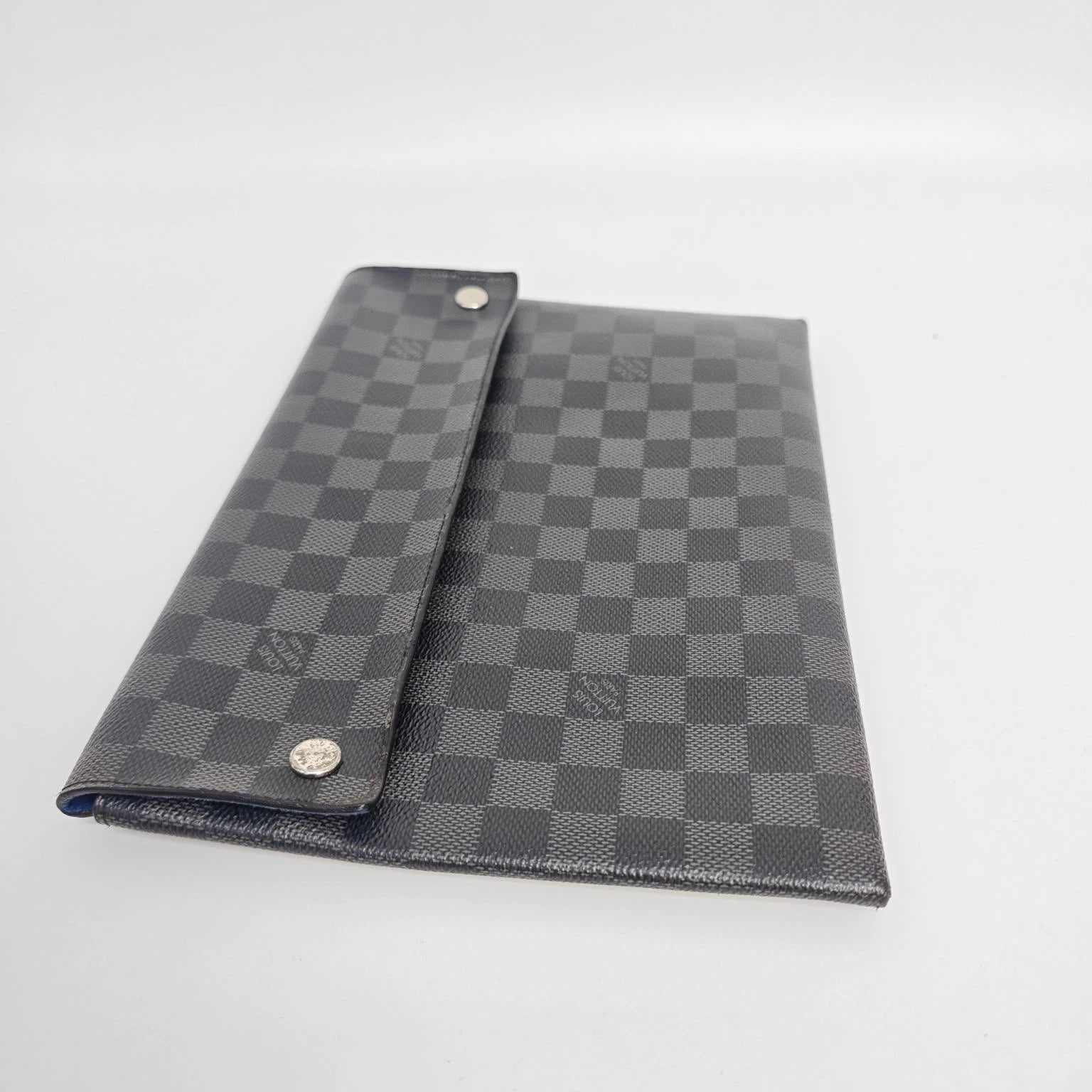Louis Vuitton Black Grey Canvas Alpha Triple Clutch Bag For Women