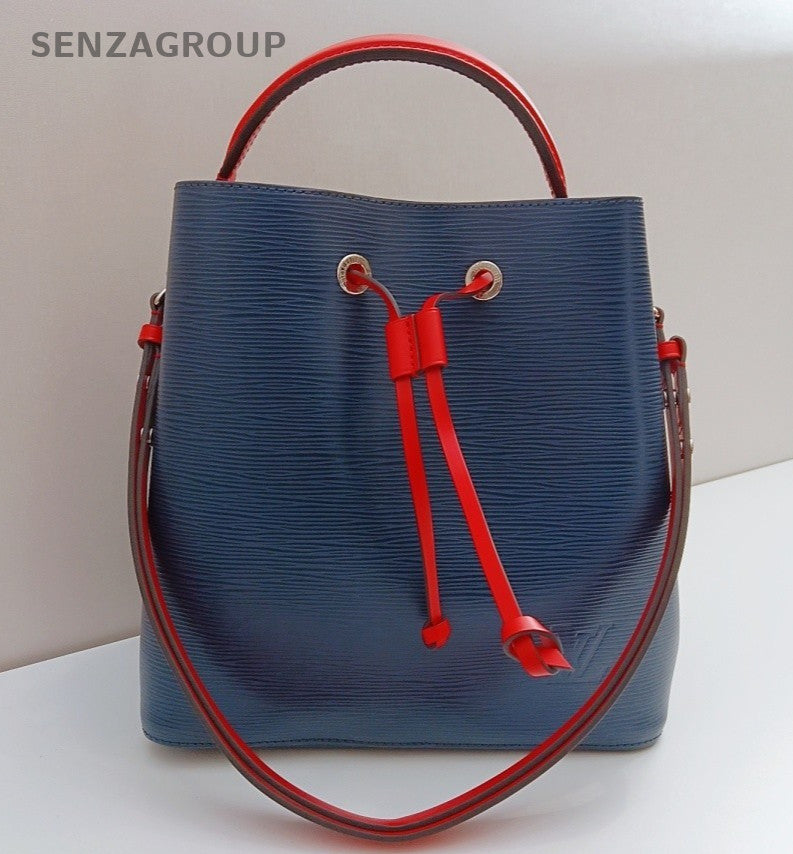 Louis Vuitton Epi Bucket Blue Gold Top Handle Bag Crossbody Used Women Classic