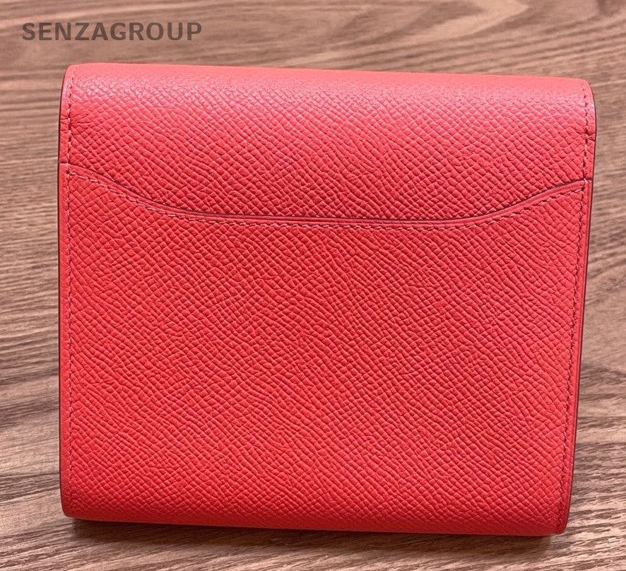 Hermès Epsom Leather Short Wallet Clutch Pink Women