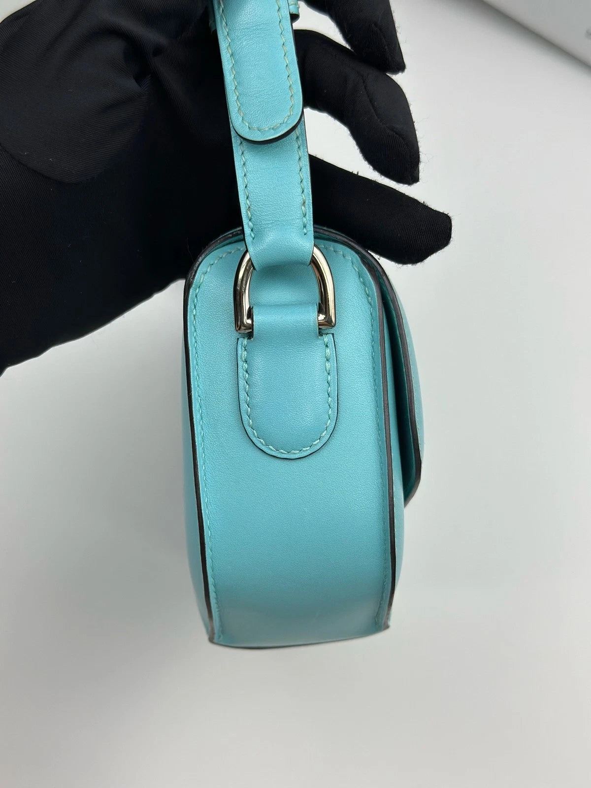 Excellent Hermes Cherche Mini Blue Shoulder Bag Silver Hardware with Dust Bag