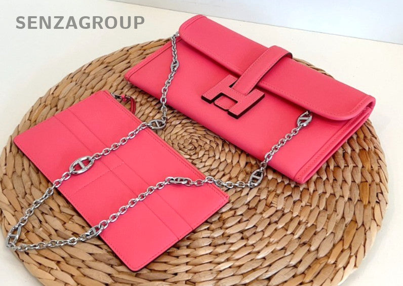 Hermes Jige Duo 20 Handag Pink Swift leather Women DIY Chain