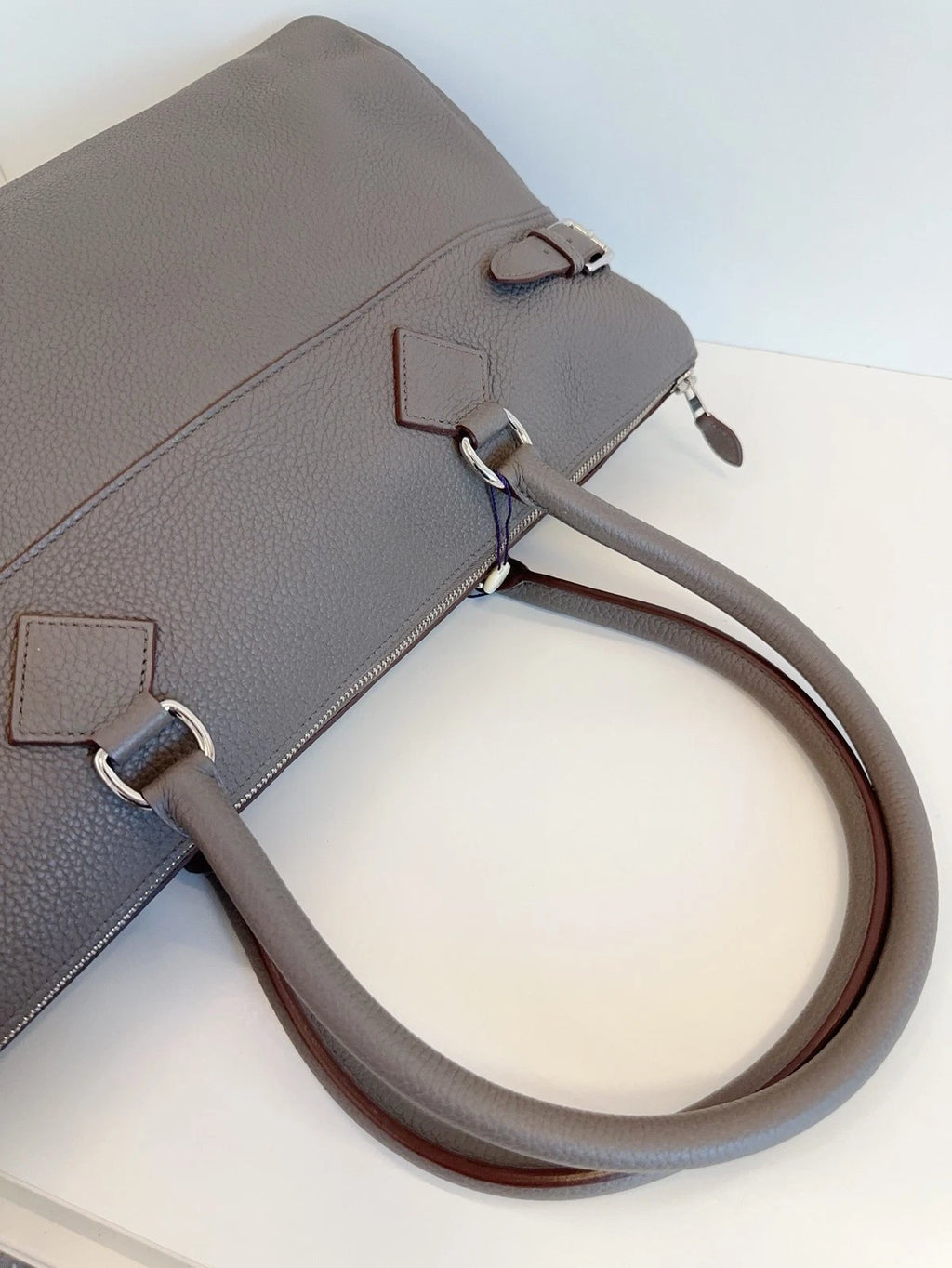 Hermes Altas Shoulder 42 Taupe Gray Leather Top Handle Bag