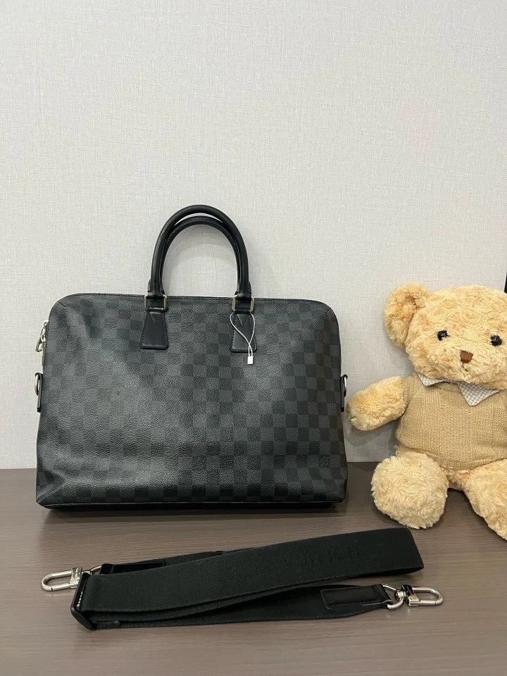 Louis Vuitton Black Damier Canvas Briefcase For Unisex