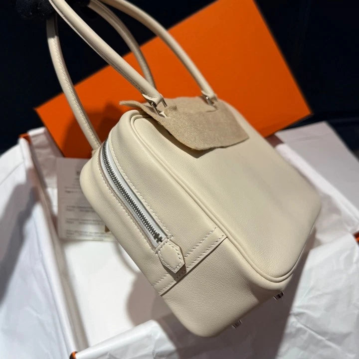 Hermes Plume 20 Mini Top Handle Shoulder Bag White Silver Women Classic D
