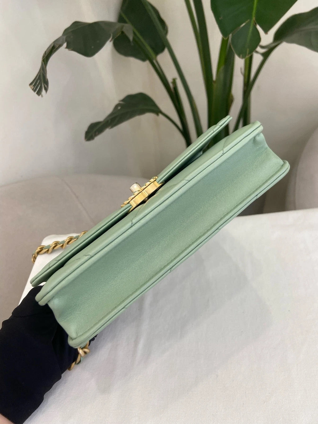 CHANEL Green Mermaid 19Bag WOC Crossbody Bag For Women