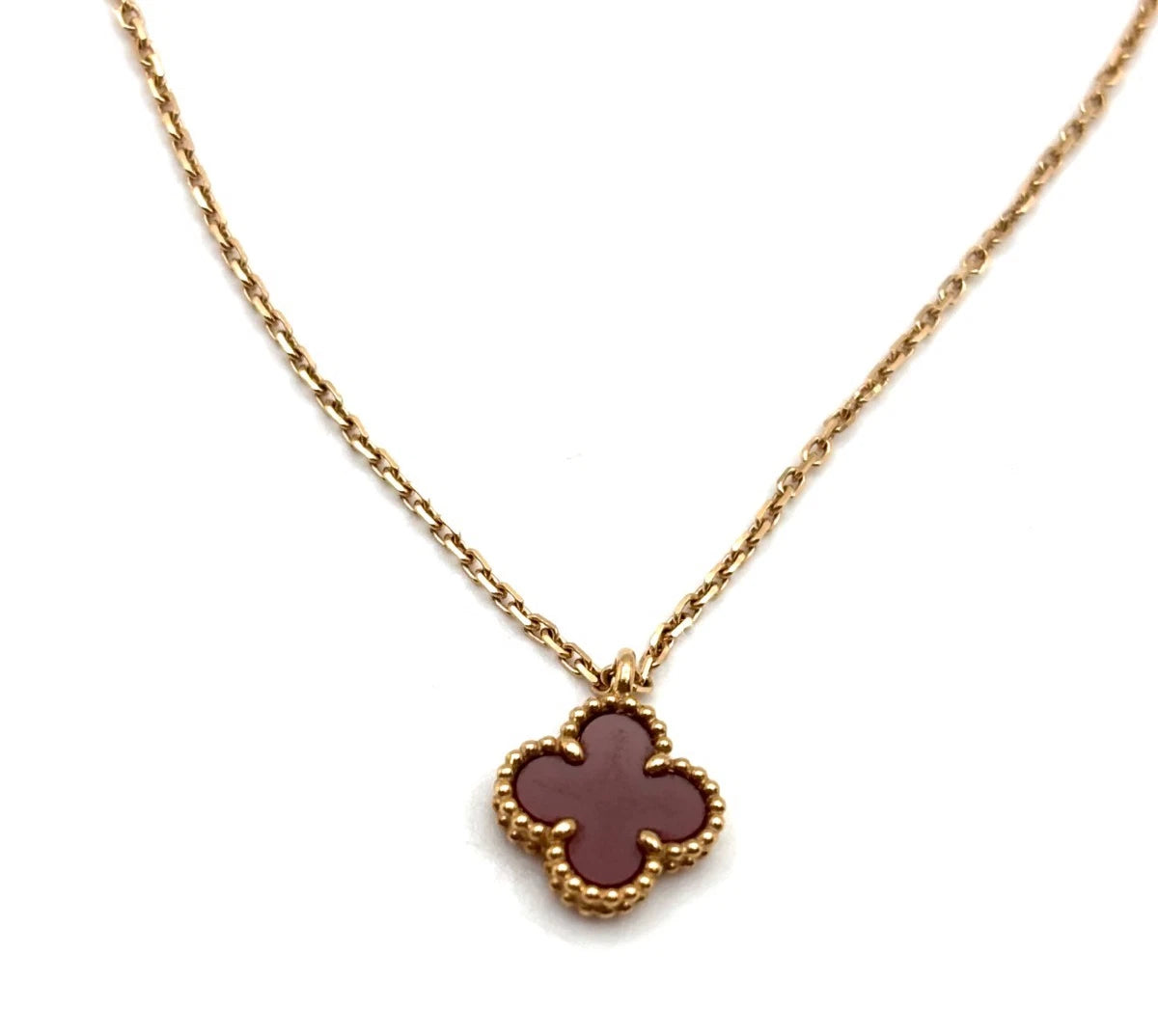 Van Cleef &amp; Arpels Sweet Alhambra Necklace 18K Rose Gold with Red Carnelian