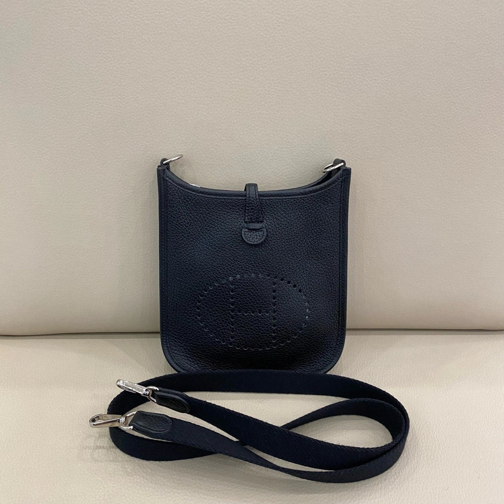 Hermes Evelyne16 Mini Black Silver Leather Crossbody Bag For Women