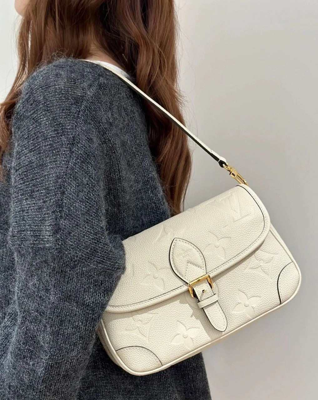 Louis Vuitton Diane Monogram Empreinte Cream White Shoulder bag Crossbody Women