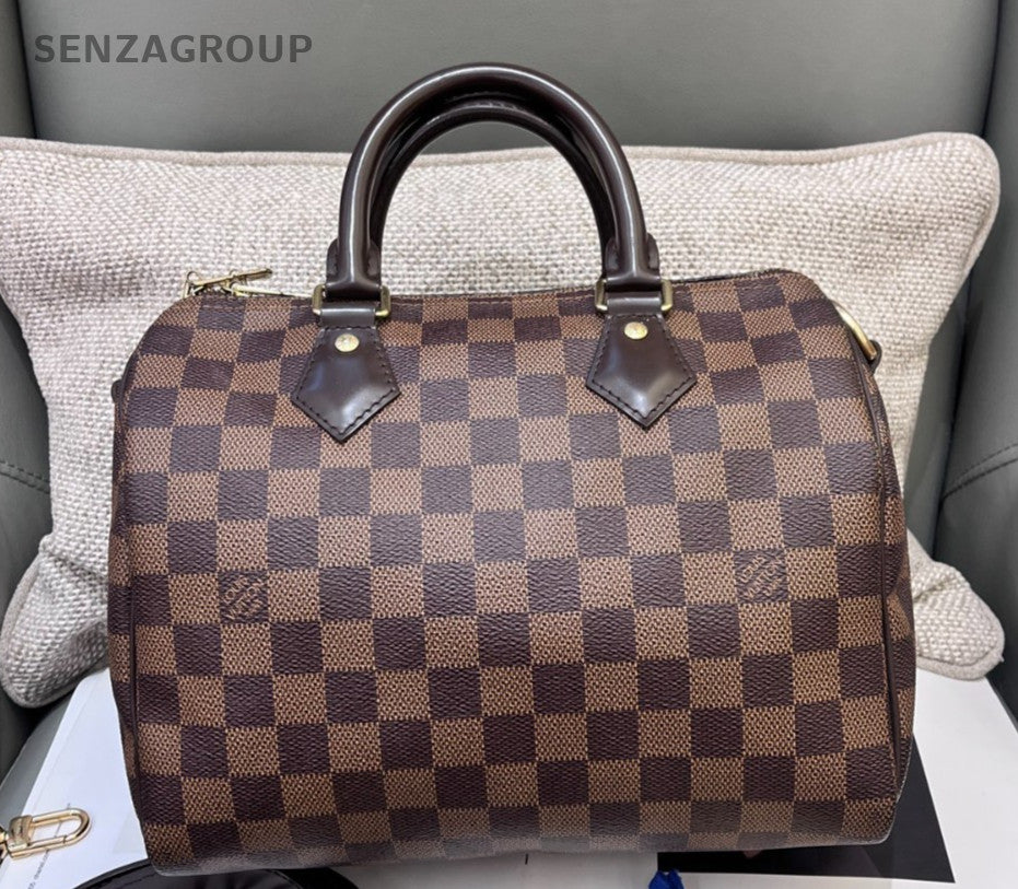Louis Vuitton Speedy25 2Way Crossbody Top Handle Bag Brown Red Women Classic