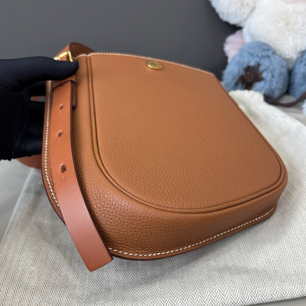 Hermes Perspective Cavaliere 2Way Shoulder Crossbody Brown Gold Women Classic
