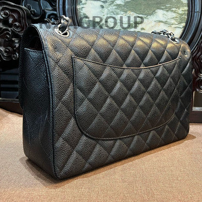 Chanel Black Silver CF Jumbo Chain Shoulder Crossbody Bag