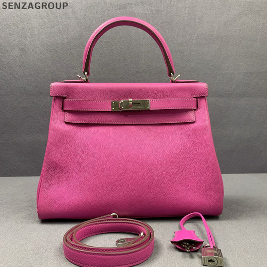 Hermès Kelly 28 Pink Silver Handbag - Classic & Fashionable Women's Bag