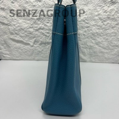 Vintage Hermès Togo Blue Tote Bag Women's Briefcase Silver Hardware