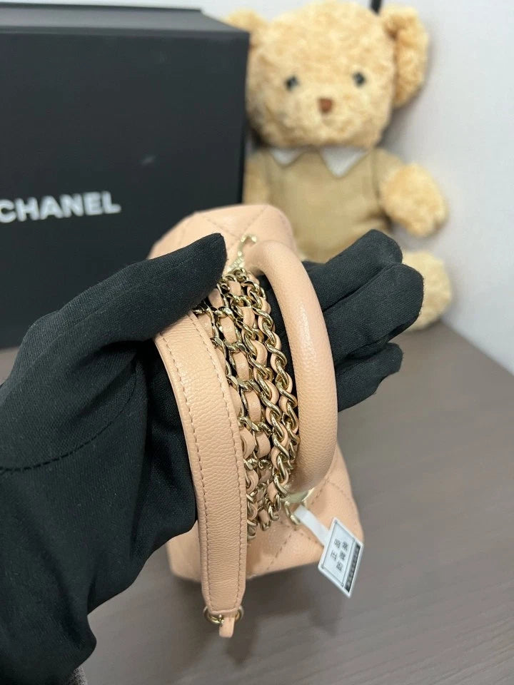 CHANEL Mini Coco Handle Pink Calfskin Shoulder Top Handle Bag For Women