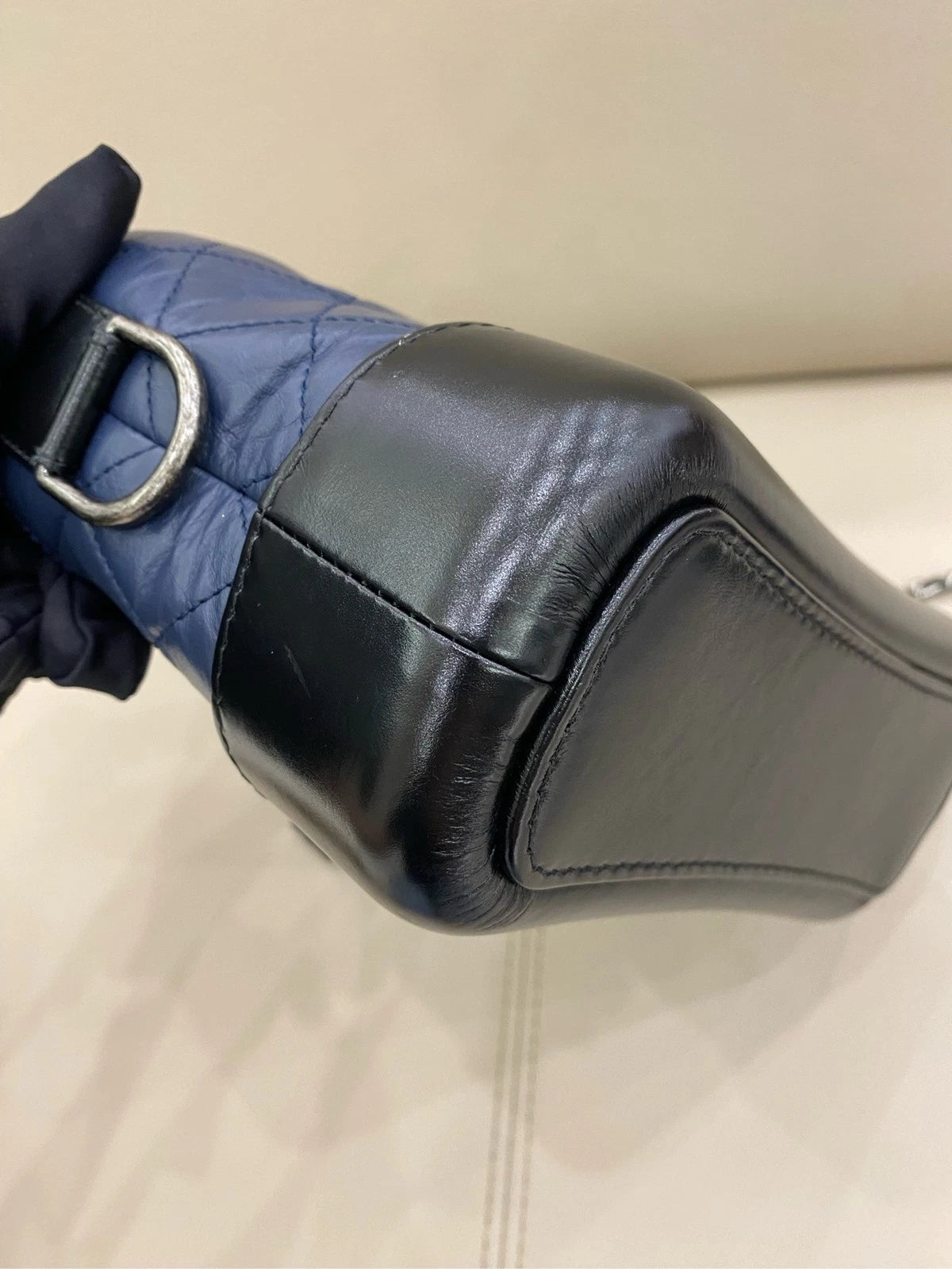 CHANEL Gabrielle Small Blue Black Shoulder Crossbody Bag Women