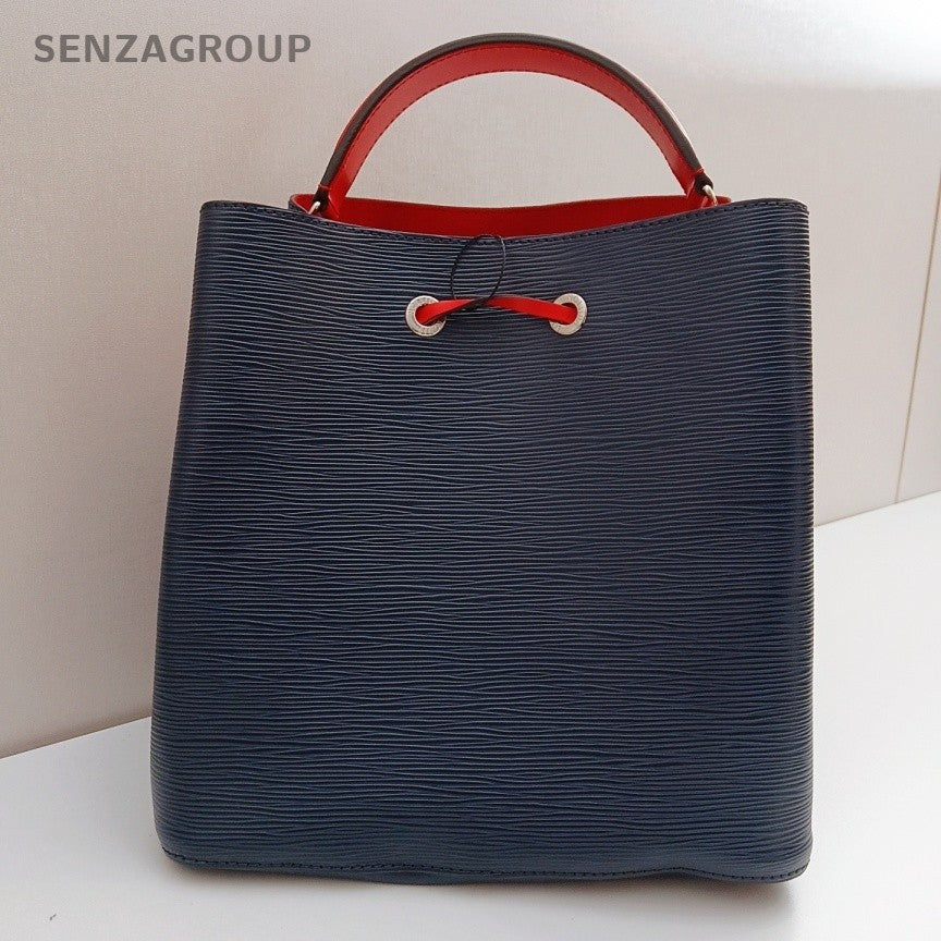 Louis Vuitton Epi Bucket Blue Gold Top Handle Bag Crossbody Used Women Classic