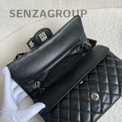Chanel Black Silver Calfskin Medium CF Chain Shoulder Bag