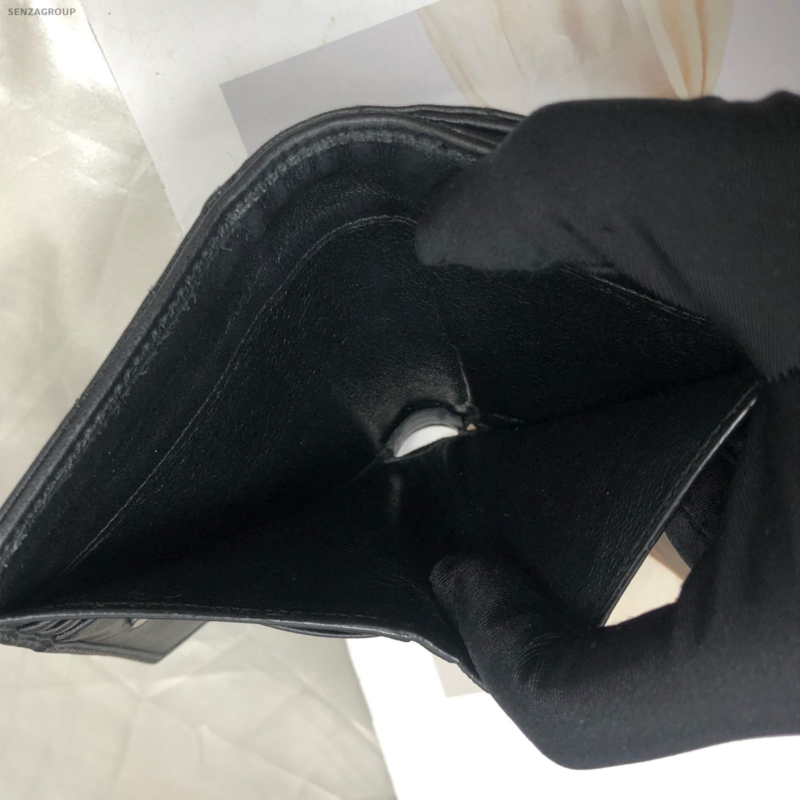YSL Black Lambskin Wallet Silver Hardware Women's Classic