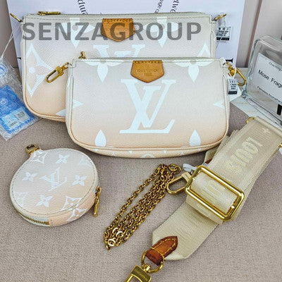 Louis Vuitton Pink White Gold Chain Crossbody Bag Women Fashion