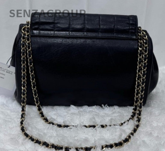 Chanel 2.55 Chain Shoulder Bag Black Gold Women Classic