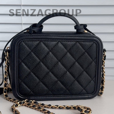 Chanel Small Camera Bag Quilted Chain Crossbody Black Gold Women Fashion