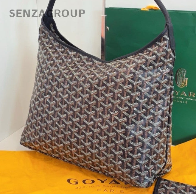 Goyard Boheme Hobo Shoulder Bag Black Silver Women Classic