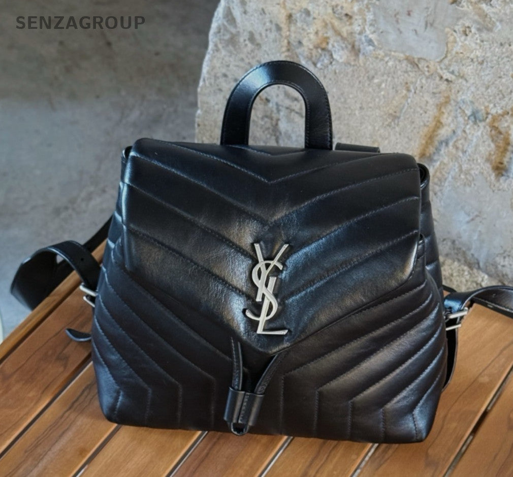 YSL Saint Laurent LouLou Backpack PM Top Handle Shoulder bag Black Women