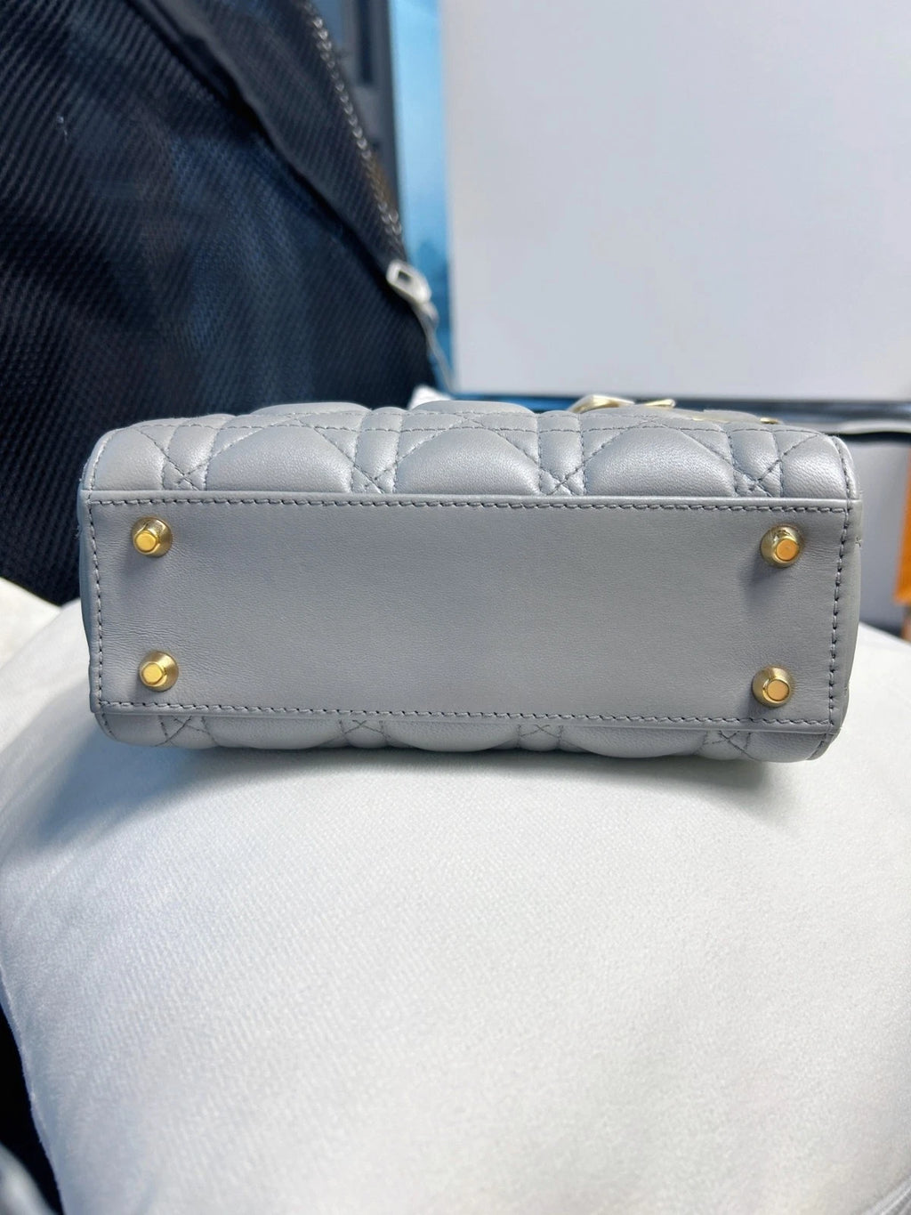 Dior Lady Dior 3-Grid Gray Handbag Shoulder Bag For Women