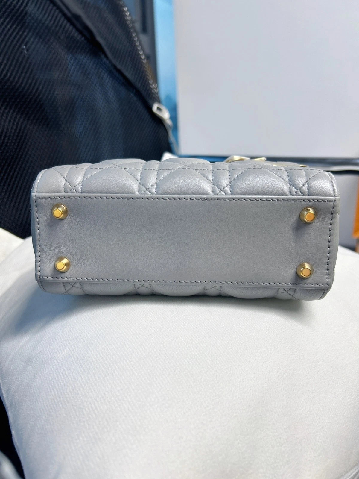 Dior Lady Dior 3-Grid Gray Handbag Shoulder Bag For Women