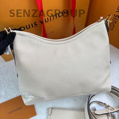 Louis Vuitton Carryall Small Monogram Leather Shoulder Bag White Gold