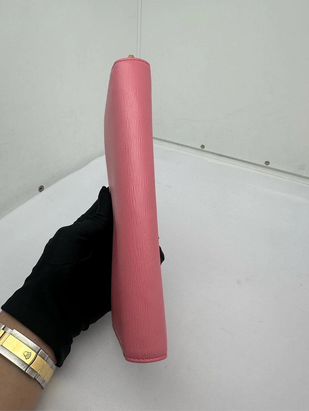 PRADA Women Pink Leather Short Wallet Clutch