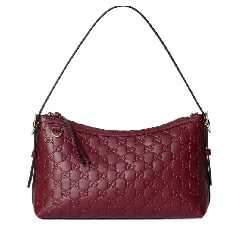 Gucci Emblem MM Shoulder Bag Red Women Fashion