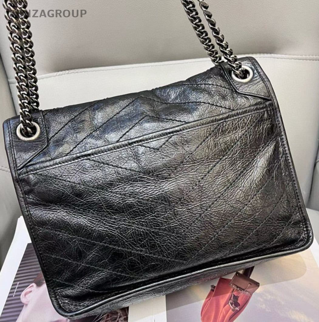 Saint Laurent Niki MM Chain Shoulder Bag Black Used Women Classic Fashion