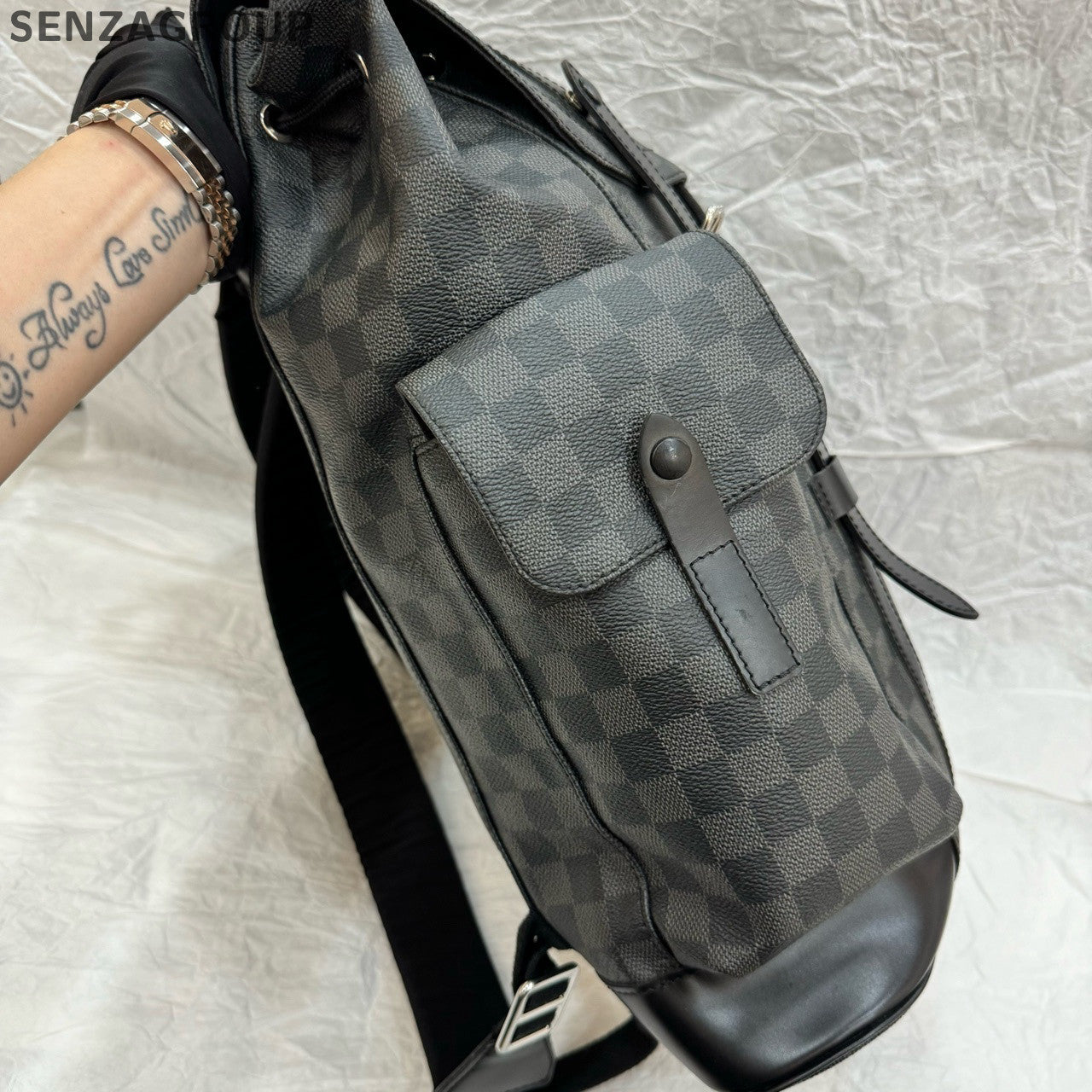 Louis Vuitton Black Damier Backpack Silver Hardware Unisex Classic