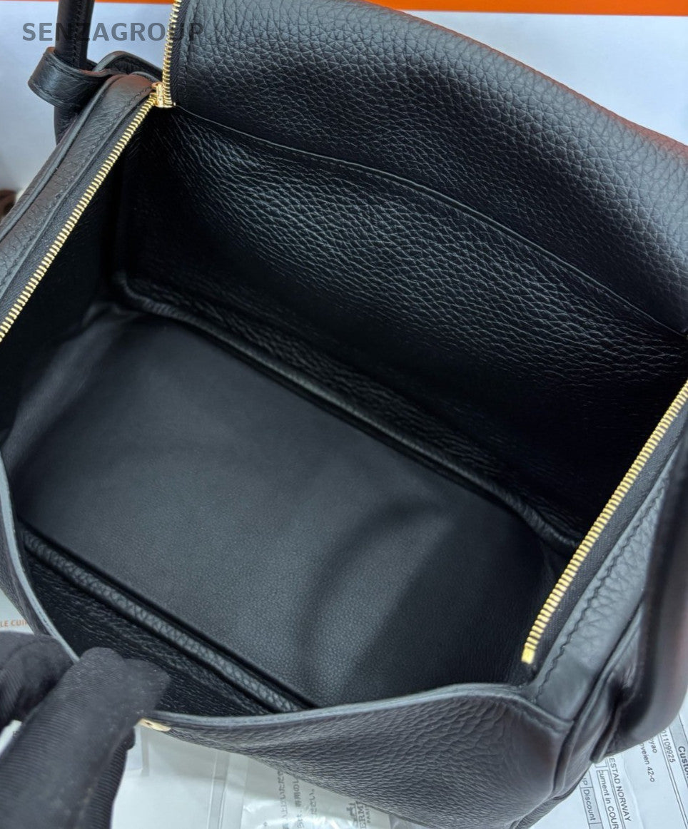 Hermes Lindy26 Shoulder Bag Black Gold Used Women Classic Designer