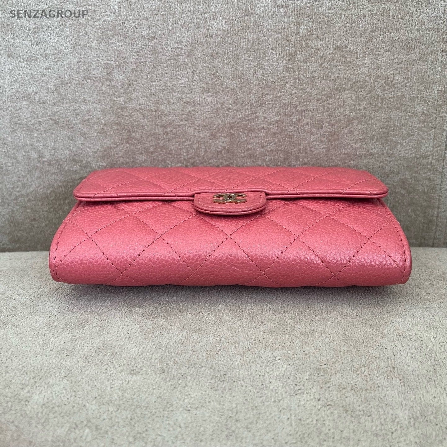 CHANEL Classic Flap Woc Calfskin Chain Shoulder bag Crossbody Pink Gold Women