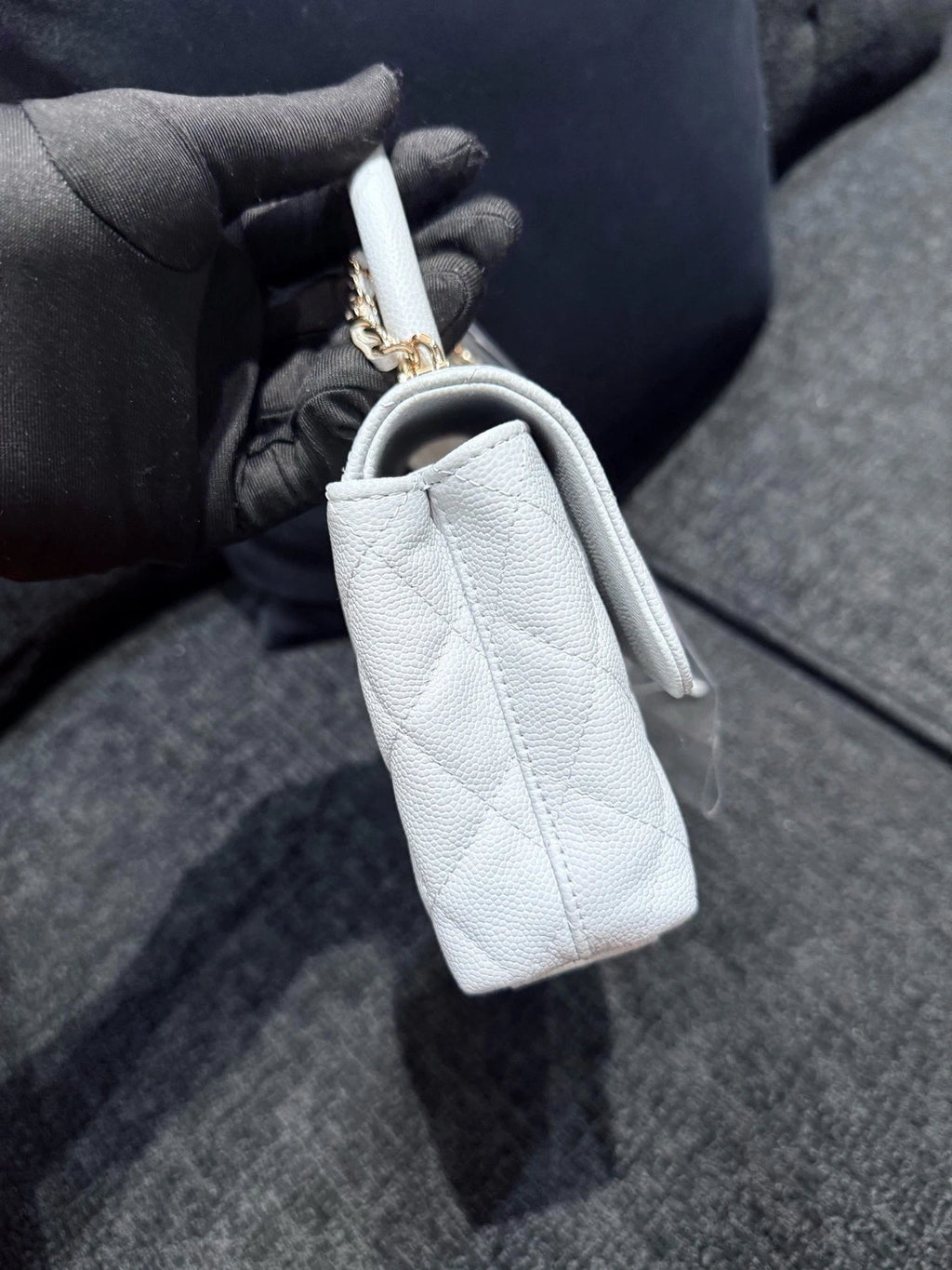 New CHANEL Blue Coco Handle Mini Top Handle Bag For Women